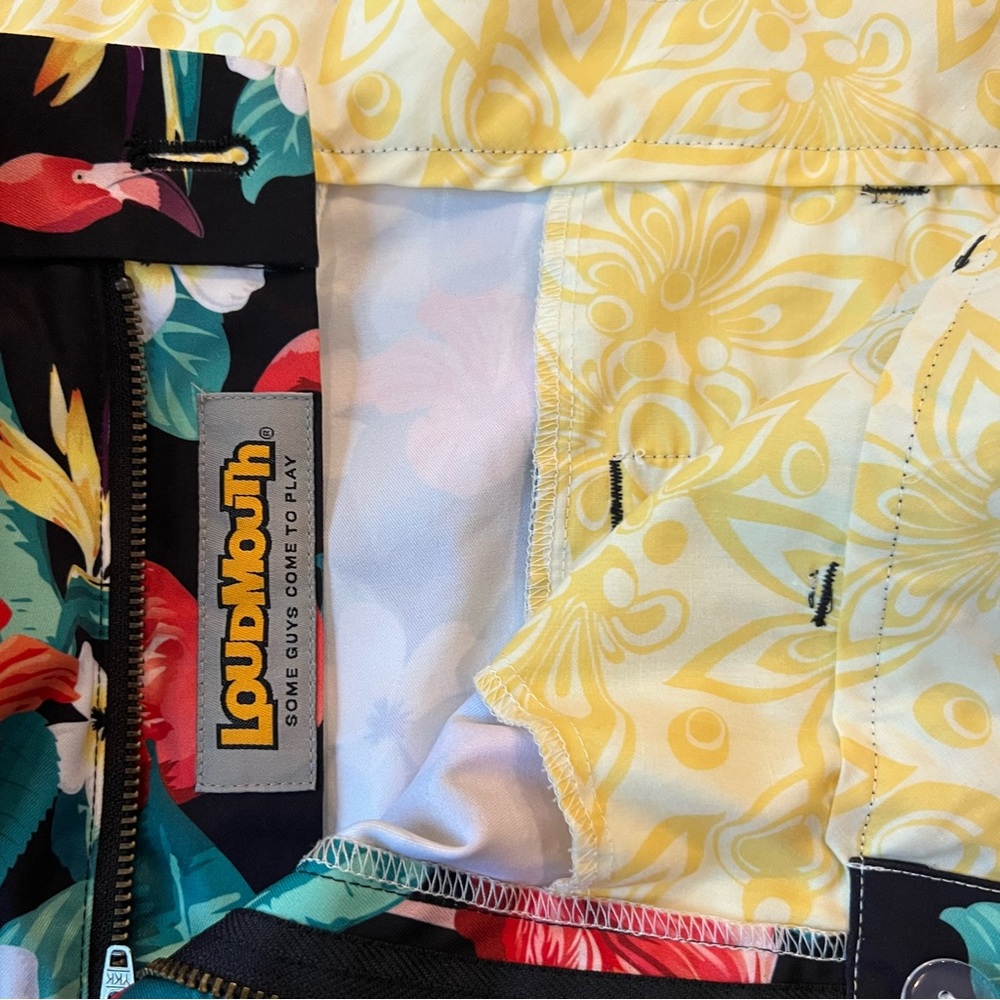 Loudmouth Flamingo Bay Tropical Stretch Tech Bright Men’s Golf Shorts Size 40 - Picture 3 of 3